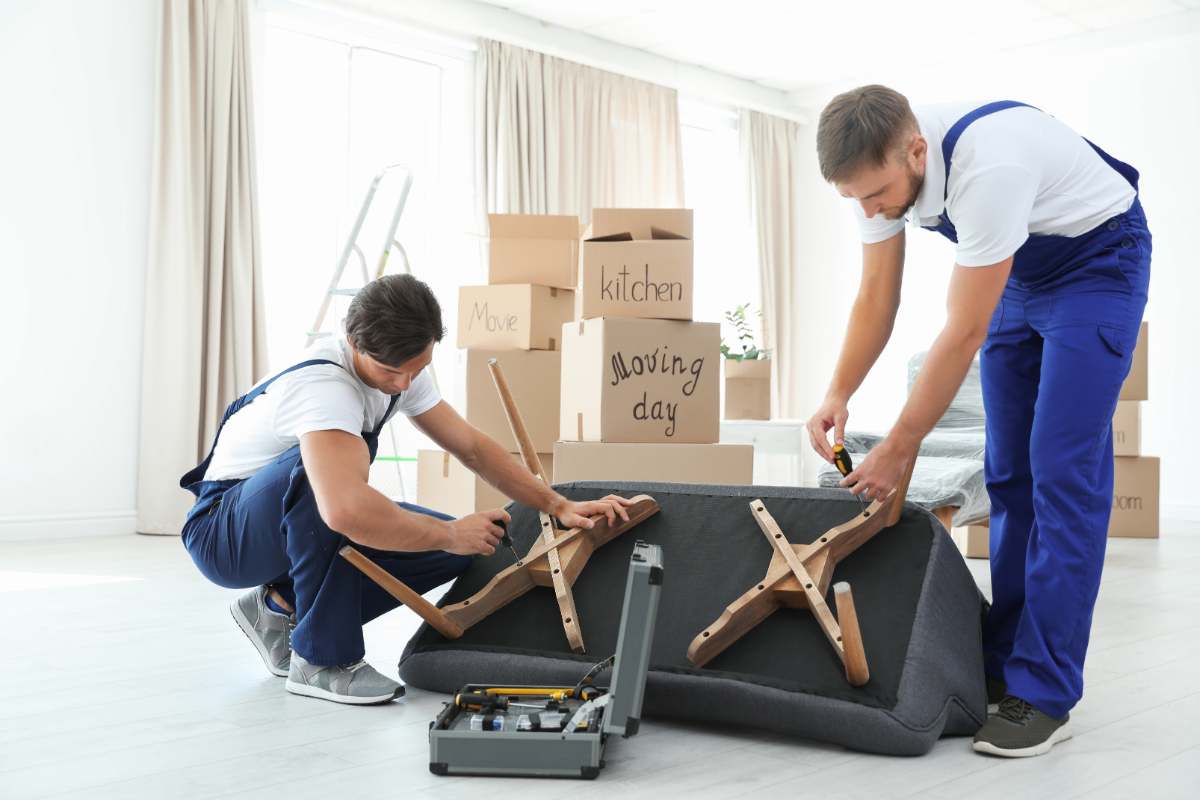 professional mover using tools